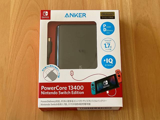 Anker PowerCore 13400 Nintendo Switch Edition の外箱の画像
