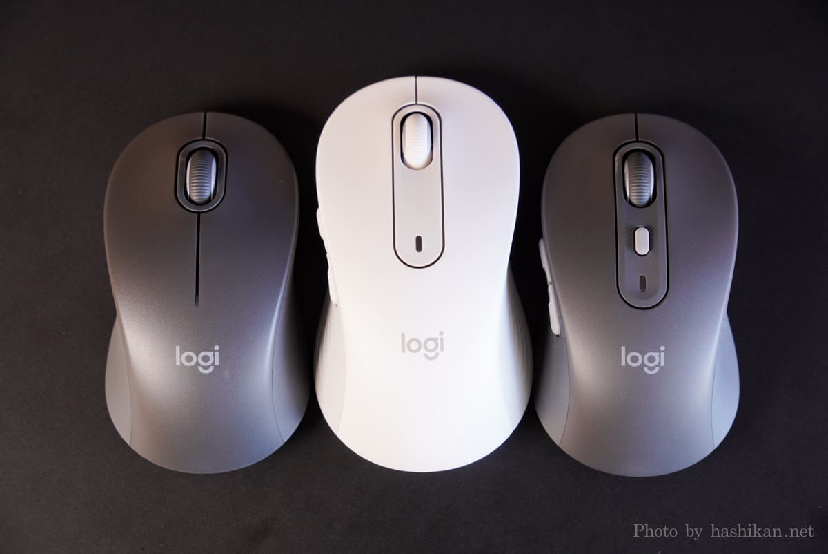 Logicoolの「SIGNATURE」シリーズM750、M650、M550を並べた様子